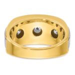 IBGoodman 14k with White Rhodium Men's Polished Satin and Grooved 7-Stone 1 1/5 Carat AA Quality Diamond Ring - Image 7