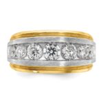 IBGoodman 14k Men's Polished Satin and Grooved 7-Stone Ring Mounting - Image 6