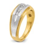 IBGoodman 14k with White Rhodium Men's Polished Satin and Grooved 5-Stone 1/4 Carat AA Quality Diamond Ring - Image 8