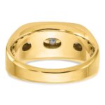 IBGoodman 14k Two-tone Men's Polished Satin and Grooved 5-Stone 1/2 Carat AA Quality Diamond Ring - Image 7