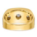 IBGoodman 14k Two-tone Men's Polished Satin and Grooved 5-Stone 1 Carat AA Quality Diamond Ring - Image 7