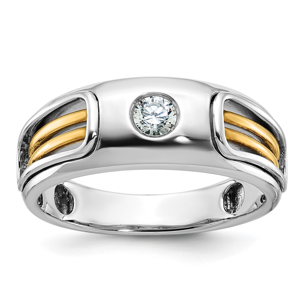 B63971-4WYAA-1.jpg IBGoodman 14k Two-tone Men's Polished and Cut-Out 1/5 Carat AA Quality Diamond Ring - Image 1