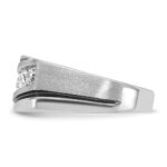 IBGoodman 10k White Gold with Black Rhodium Men's Polished Satin and Grooved 1 Carat A Quality Diamond Ring - Image 5