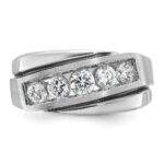 IBGoodman 10k White Gold with Black Rhodium Men's Polished Satin and Grooved 1 Carat A Quality Diamond Ring - Image 6