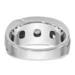 IBGoodman 14k White Gold with Black Rhodium Men's Polished Satin and Grooved 1 Carat AA Quality Diamond Ring - Image 7