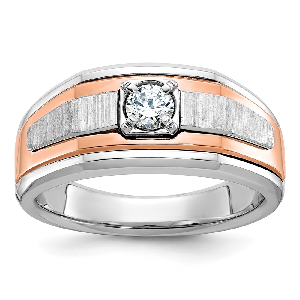 B64028-4WRAA-1.jpg 14k Two-tone White/Rose Gold IBGoodman Men's Satin 1/3 carat Diamond Complete Ring - Image 1