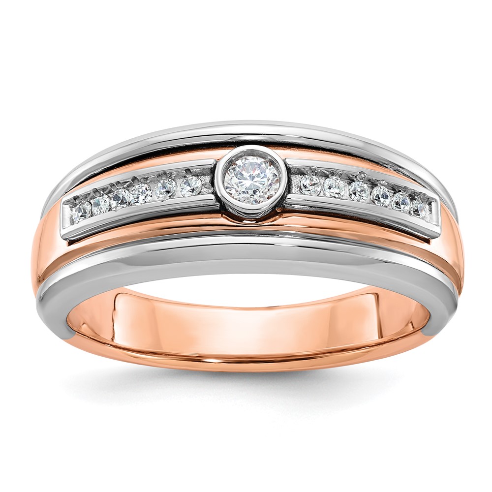B64030-4RWAA-1.jpg 14k Two-tone White/Rose Gold IBGoodman Men's 1/5 carat Diamond Complete Ring - Image 1