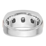IBGoodman 14k White and Rose Gold Men's Polished and Grooved 5-Stone 1 Carat AA Quality Diamond Ring - Image 6