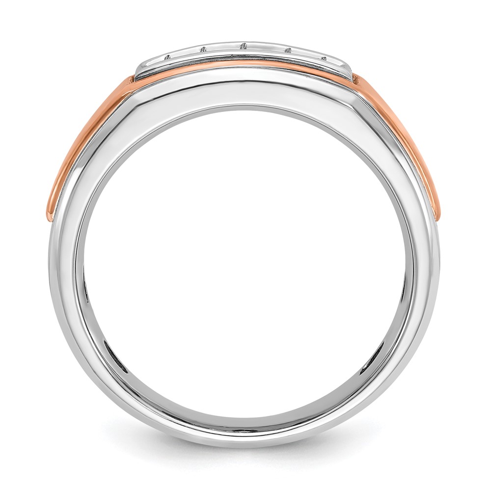 B64036-4WRAA-2.jpg IBGoodman 14k White and Rose Gold Men's Polished 5-Stone 1/4 Carat AA Quality Diamond Ring - Image 1