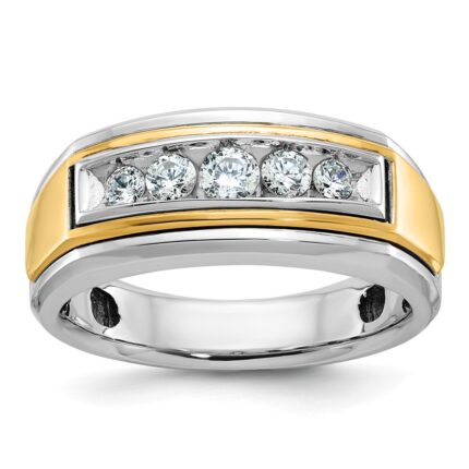 14k Two-tone IBGoodman Men's Polished 5-Stone Ring Mounting