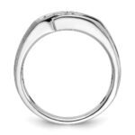 IBGoodman 14k White Gold with Black Rhodium Men's Polished Satin and Grooved 1/4 Carat AA Quality Diamond Ring - Image 2