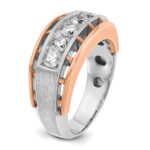 IBGoodman 10k White and Rose Gold Men's Polished Satin and Cut-Out 5-Stone 1 Carat A Quality Diamond Ring - Image 8