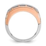 IBGoodman 14k Two Tone Rose and White Gold 1 carat Lab Grown Diamond VS/SI+ G+ Complete Satin Five Stone Cut Out Men's Ring - Image 2