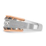 IBGoodman 14k Two Tone Rose and White Gold 1 carat Lab Grown Diamond VS/SI+ G+ Complete Satin Five Stone Cut Out Men's Ring - Image 3