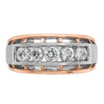 IBGoodman 14k White and Rose Gold Men's Polished Satin and Cut-Out 5-Stone Ring Mounting - Image 6