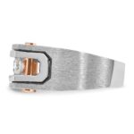 IBGoodman 14k White and Rose Gold with Black Rhodium Men's Polished Satin and Grooved 5-Stone 1 Carat AA Quality Diamond Ring - Image 5