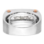 IBGoodman 14k White and Rose Gold with Black Rhodium Men's Polished Satin and Grooved 5-Stone 1 Carat AA Quality Diamond Ring - Image 7