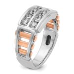 IBGoodman 14k White and Rose Gold Men's Polished and Cut-Out 2-Row Ring Mounting - Image 8
