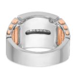 IBGoodman 14k White and Rose Gold Men's Polished and Cut-Out 3-Row 1 1/5 Carat AA Quality Diamond Ring - Image 7