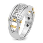 IBGoodman 14k Two-tone Men's Polished and Cut-Out 5-Stone 1 Carat AA Quality Square Diamond Ring - Image 8