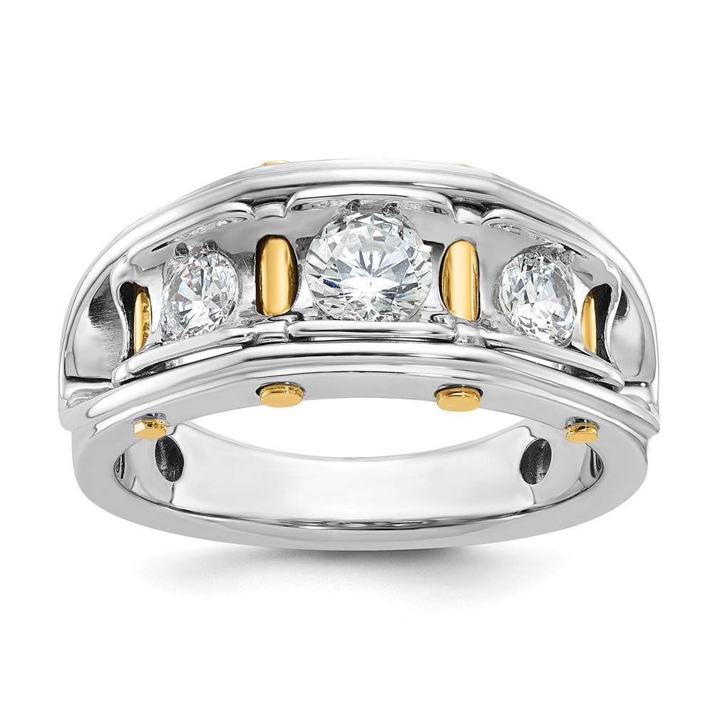 B64091-4WYAA.jpg 14k Two-tone IBGoodman Men's Polished 3-Stone Ring Mounting - Image 1