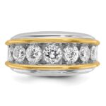14k Two-tone IBGoodman Men's Polished 7-Stone Ring Mounting - Image 6