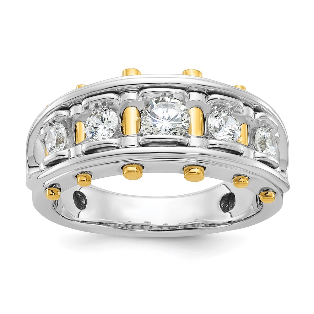 B64098-4WYAA.jpg IBGoodman 14k Two-tone Men's Polished and Cut-Out 5-Stone Ring Mounting - Image 1