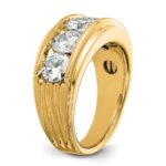 True Origin IBGoodman 14k 3 1/2 carat Lab Grown Diamond VS+ F+ Five Stone Complete Polished Brushed and Grooved Men's Ring - Image 7