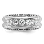 IBGoodman 14k White Gold with Black Rhodium Men's Polished and Textured 5-Stone 1 Carat AA Quality Diamond Ring - Image 6