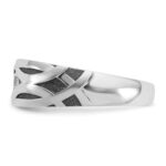 IBGoodman 14k White Gold with Black Rhodium Men's Polished Satin and Grooved 3/8 Carat AA Quality Diamond Ring - Image 5