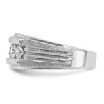 IBGoodman 14k White Gold Men's Polished Brushed and Grooved 5-Stone Ring Mounting - Image 5