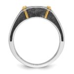 14k Two-tone IBGoodman Men's Polished and Satin 1/2 carat Diamond Complete Ring - Image 2