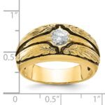 IBGoodman 10k with Black Rhodium Men's Polished and Textured Solitaire 1/2 Carat A Quality Diamond Ring - Image 3