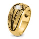 IBGoodman 14k with Black Rhodium Men's Polished and Textured Solitaire 1/2 Carat AA Quality Diamond Ring - Image 6