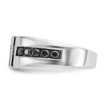IBGoodman 14k White Gold Men's Polished and Grooved Black and White 1 Carat AA Quality Diamond Ring - Image 5