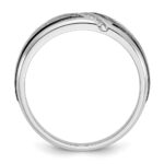 IBGoodman 14k White Gold with Black Rhodium Men's Polished and Satin 1/15 Carat AA Quality Diamond Ring - Image 2
