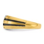 IBGoodman 14k with Black and White Rhodium Men's Polished Satin and Grooved 1/20 Carat AA Quality Diamond Ring - Image 5