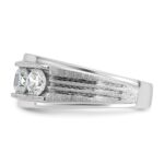 IBGoodman 14k White Gold 2 carat Lab Grown Diamond VS/SI+ G+ Five Stone Complete Polished Satin and Grooved Men's Ring - Image 3