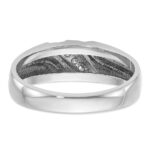 IBGoodman 14k White Gold Men's Polished Satin and Grooved 5-Stone 1/20 Carat AA Quality Diamond Ring - Image 7