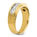 IBGoodman 14k with White Rhodium 1 carat Lab Grown Diamond VS/SI+ G+ Five Stone Complete Polished and Brushed Men's Ring - Image 6