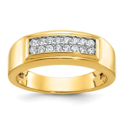 14k IBGoodman Men's Polished 2-Row 1/3 Carat AA Quality Diamond Ring