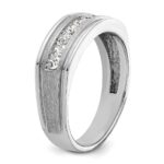 IBGoodman 14k White Gold Men's Polished Brushed and Grooved 9-Stone 1/2 Carat AA Quality Diamond Ring - Image 8