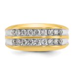 IBGoodman 10k with White Rhodium Men's Polished Two-Row 3/4 Carat A Quality Diamond Ring - Image 6