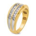 IBGoodman 14k with White Rhodium Men's Polished Two-Row 3/4 Carat AA Quality Diamond Ring - Image 8