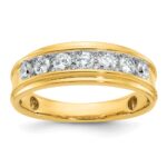 IBGoodman 14k 1 carat Lab Grown Diamond VS/SI+ G+ Seven Stone Complete Polished Men's Ring