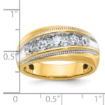 IBGoodman 14k with White Rhodium Men's Polished and Milgrain 1 Carat AA Quality Diamond Ring - Image 3