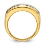 IBGoodman 14k with White Rhodium Men's Polished and Grooved 1 Carat AA Quality Diamond Ring - Image 2