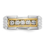 IBGoodman 14k Two-tone Men's Polished and Grooved 5-Stone Ring Mounting - Image 6