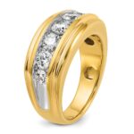 IBGoodman 10k with White Rhodium Men's Polished and Grooved 2 Carat A Quality Diamond Ring - Image 6