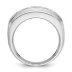 14k White Gold IBGoodman Men's Polished and Grooved Ring Mounting - Image 2